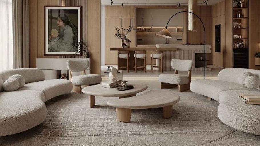 Không gian phòng khách biệt thự 300m2