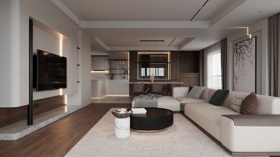 Biệt thự 300m2 liền mạch phòng khách - bếp