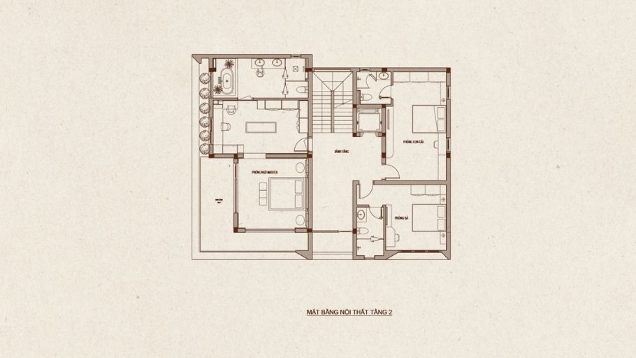 Bản vẽ kỹ thuật tầng 2 do SENDESIGN thiết kế