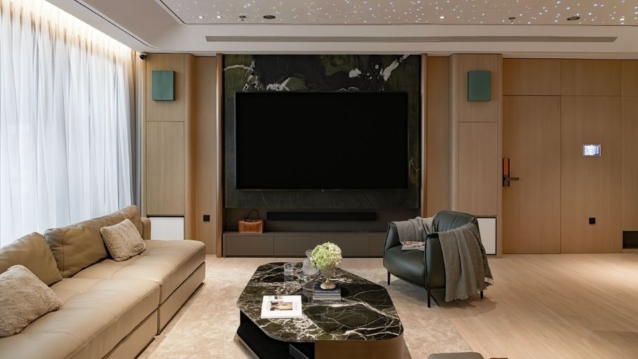 Phòng khách rộng mở tại Holm Villas Thảo Điền