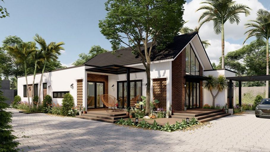 Biệt thự 1 tầng 3 phòng ngủ mái Thái