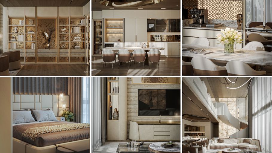 Modern Luxury (Xa xỉ hiện đại) thường lược bỏ các chi tiết rườm rà, tập trung vào hình khối tự do và tỷ lệ vàng chuẩn xác