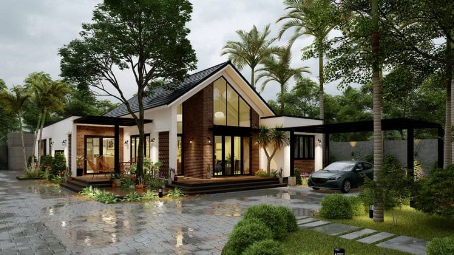 Biệt thự 1 tầng 3 phòng ngủ hiện đại nhiệt đới