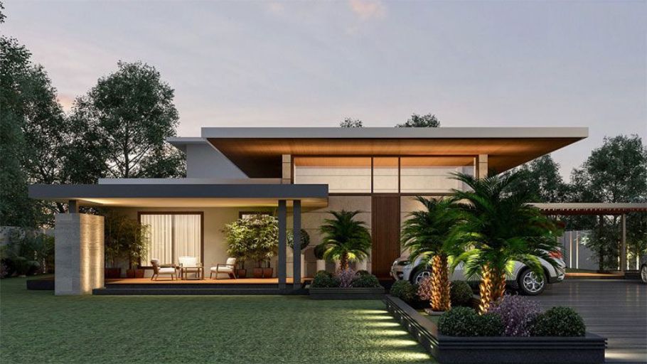Biệt thự 1 tầng 4 phòng ngủ hiện đại