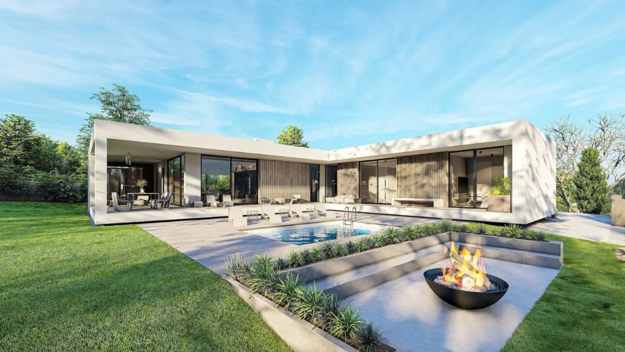 Mẫu biệt thự 1 tầng 4 phòng ngủ diện tích 800m²