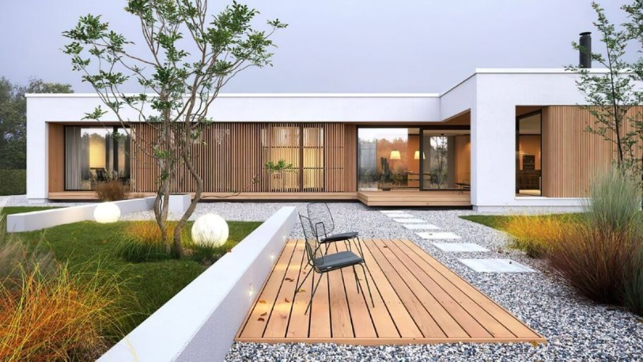 Biệt thự 1 tầng 4PN 1000m² mái bằng phong cách hiện đại