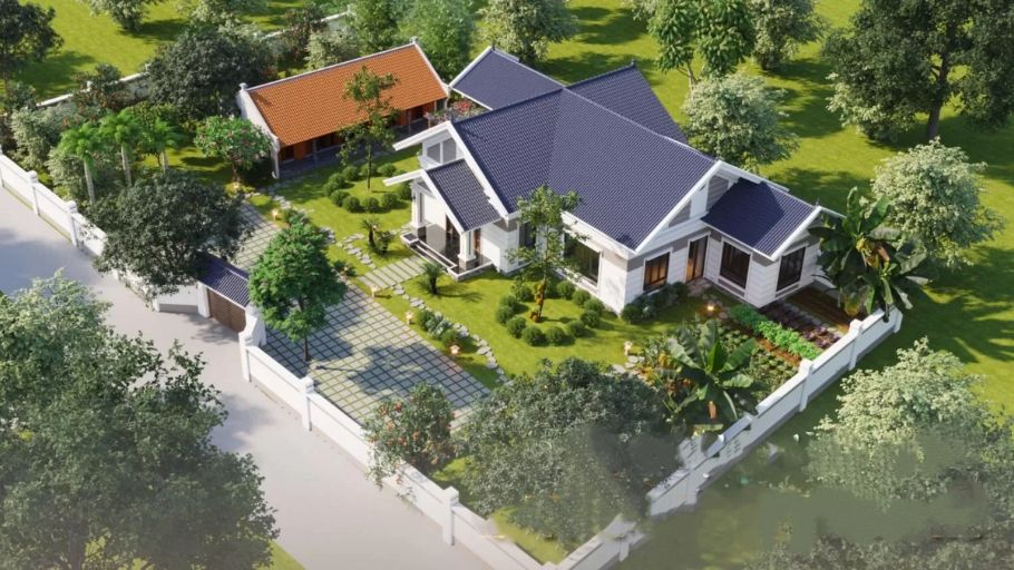 Mẫu biệt thự 1 tầng 5 phòng ngủ mái Thái