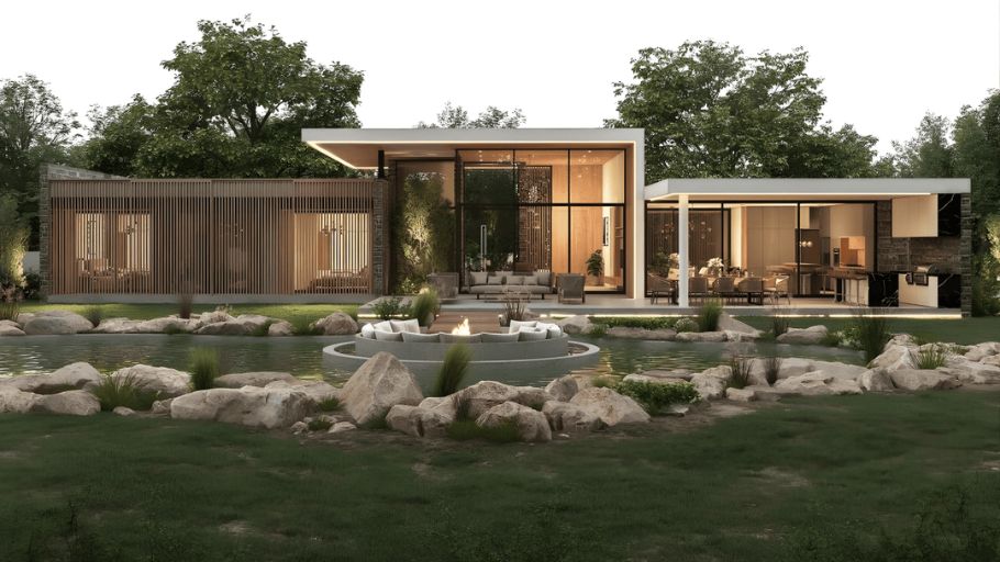 Biệt thự 1 tầng 5 phòng ngủ 1000m² phong cách hiện đại