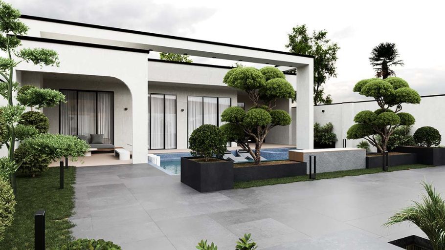 mẫu biệt thự 1 tầng 6 phòng ngủ