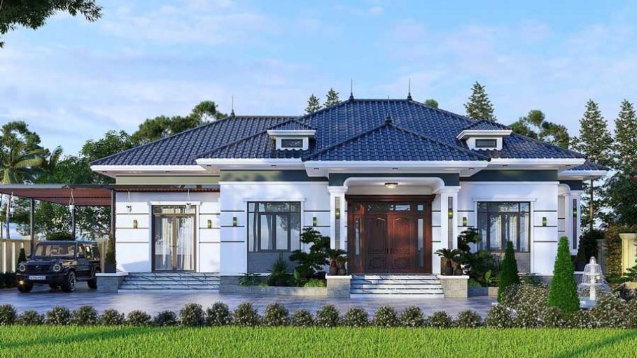 Thiết kế biệt thự 1 tầng 6 phòng ngủ