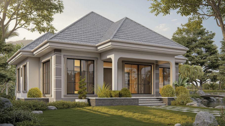 Mẫu biệt thự 1 tầng 6 phòng ngủ