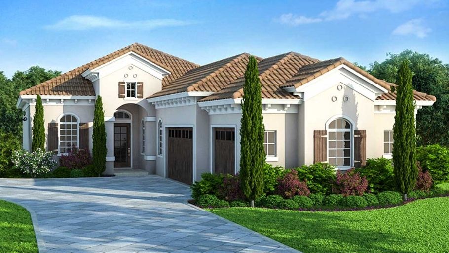 Biệt thự 1 tầng diện tích trung bình phong cách Pháp - Địa Trung Hải