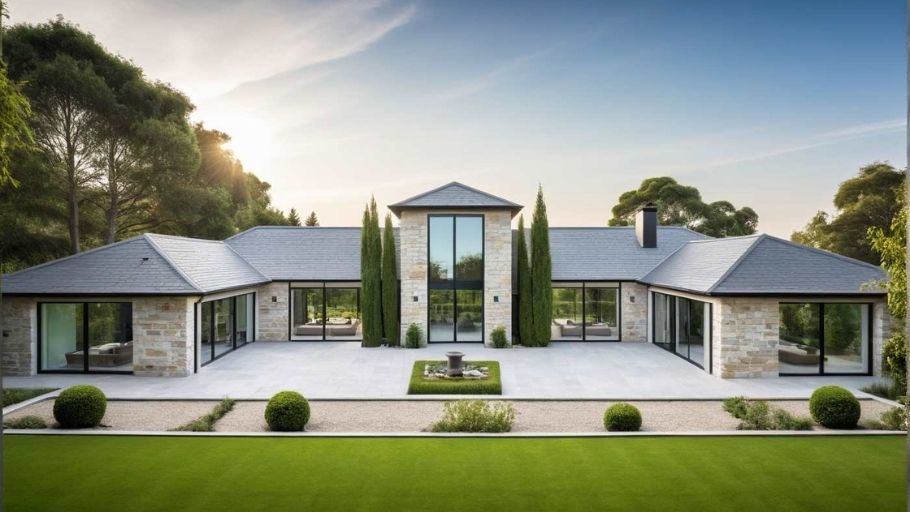 Mẫu biệt thự 1 tầng mái Mansard xa hoa