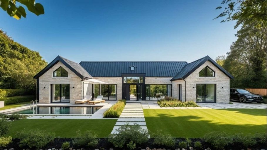 Biệt thự 1 tầng kiểu Pháp mái Mansard đẳng cấp