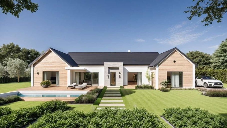 Thiết kế biệt thự 1 tầng mái Mansard