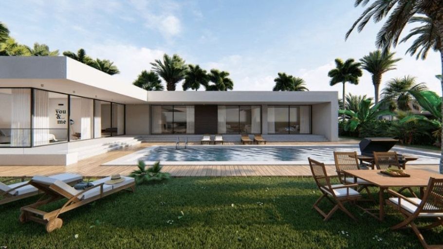 Biệt thự 1 tầng hiện đại kiểu Pháp với hồ bơi lớn