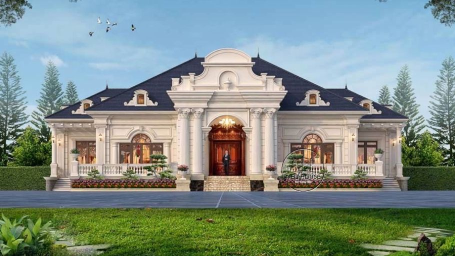 Biệt thự 1 tầng phong cách lâu đài Pháp