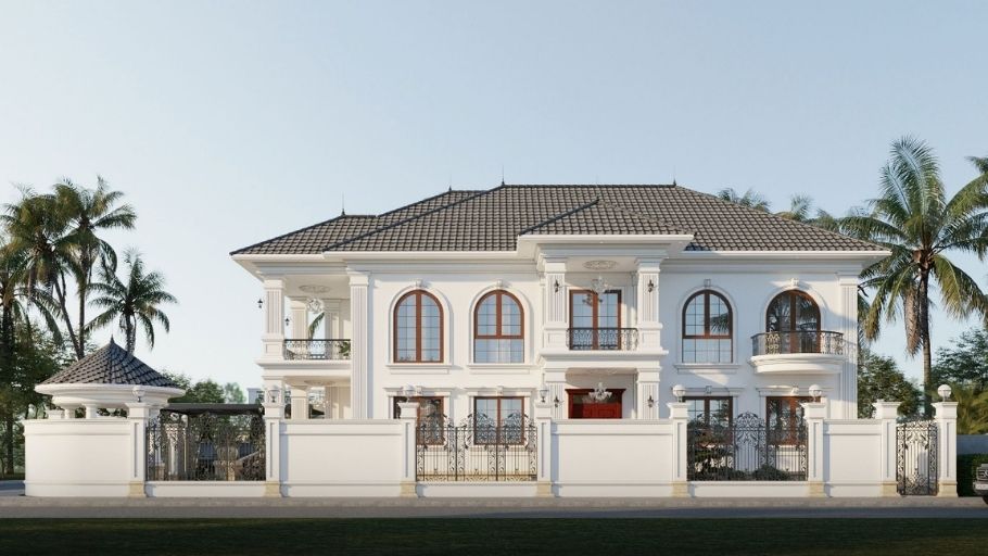 Mẫu biệt thự hai tầng mái Nhật mang vẻ đẹp tân cổ điển