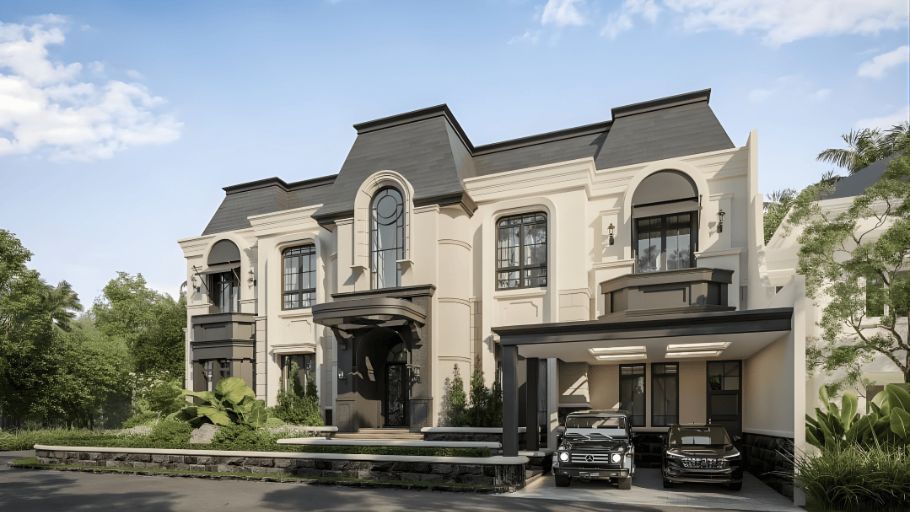 Biệt thự 2 tầng kiểu châu Âu mái Mansard