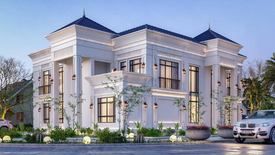 Biệt thự 2 tầng kiểu châu Âu mái Thái