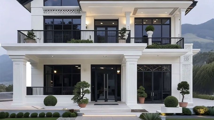 Biệt thự kiểu châu Âu hiện đại với 2 tầng được thiết kế hình khối rõ ràng