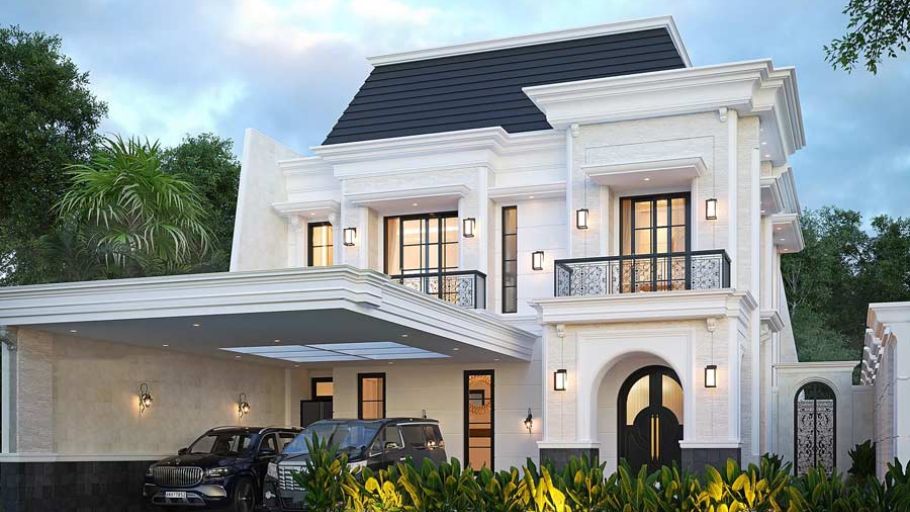 Mẫu biệt thự kiểu Mỹ có gara bên hông nhà