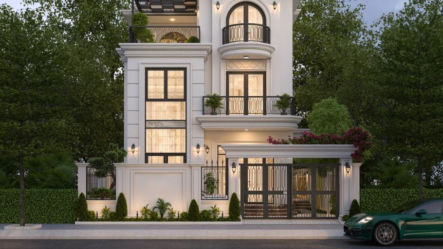 Mẫu thiết kế biệt thự 4 tầng Tân Cổ Điển