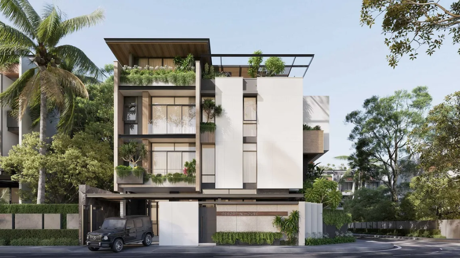 Mẫu thiết kế biệt thự 4 tầng có sân vườn