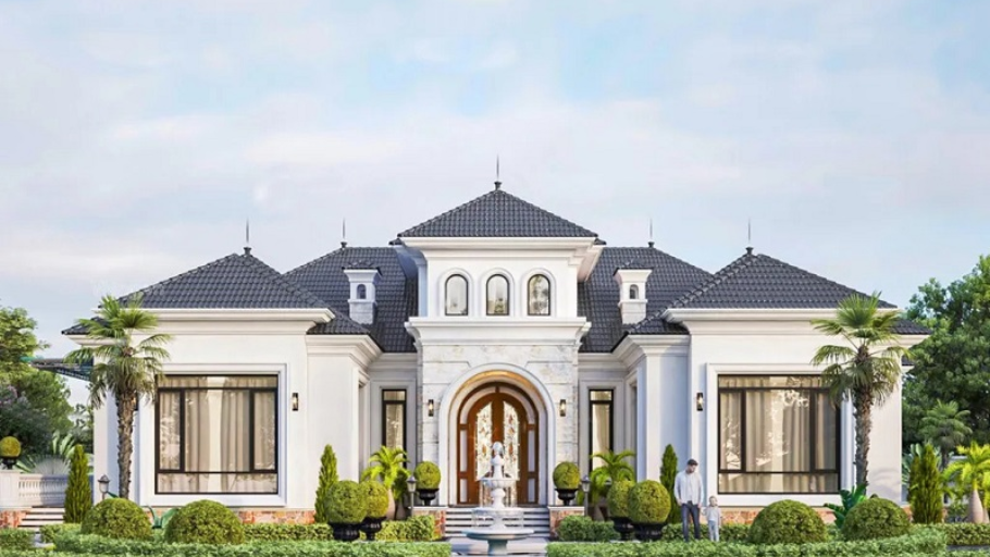 Biệt thự phong cách châu Âu được triển khai đúng từ thiết kế đến thi công có sự góp mặt quan trọng của tổng thầu