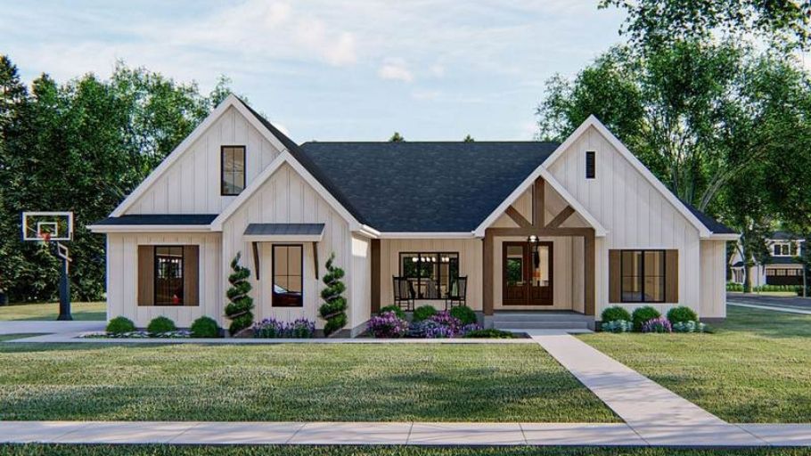 Nhà biệt thự 1 tầng Tân Cổ Điển kiểu Mỹ