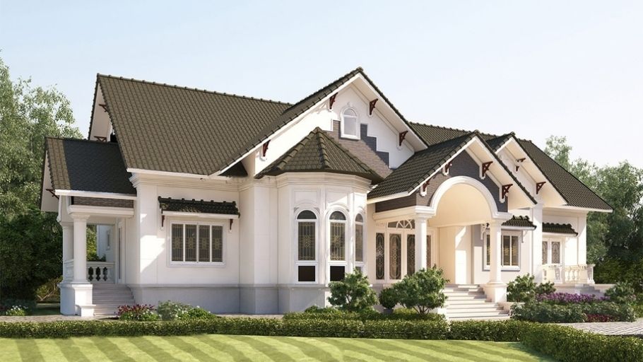 Mẫu biệt thự 1 tầng Tân Cổ Điển 2 phòng ngủ