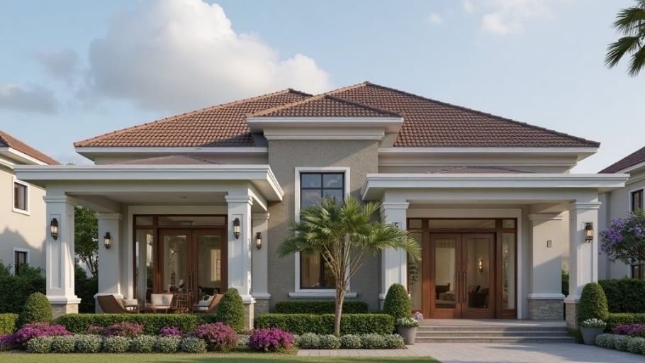Mẫu biệt thự 1 tầng 3 phòng ngủ diện tích 150m²