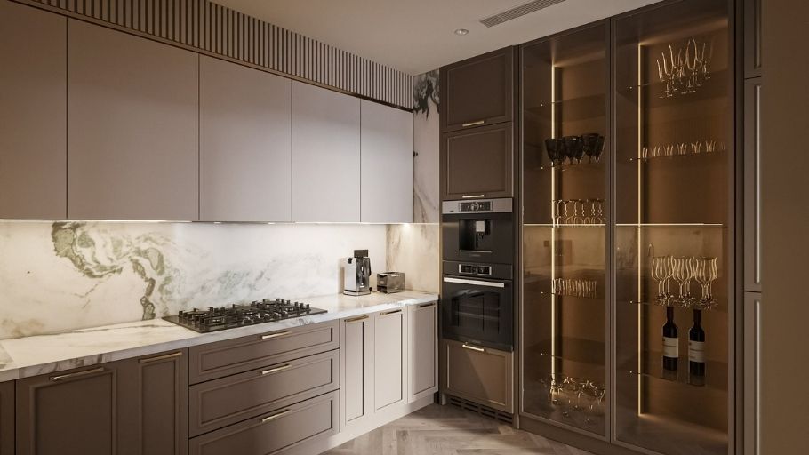 Không gian bếp biệt thự tân cổ điển kiểu Pháp
