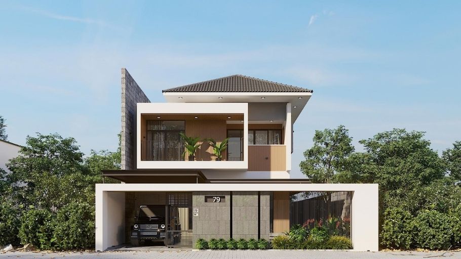 Biệt thự tân cổ điển mái Nhật thanh lịch