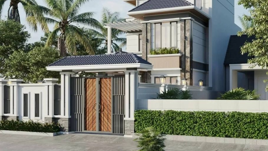 Mặt tiền biệt thự tân cổ điển mái Nhật đẳng cấp