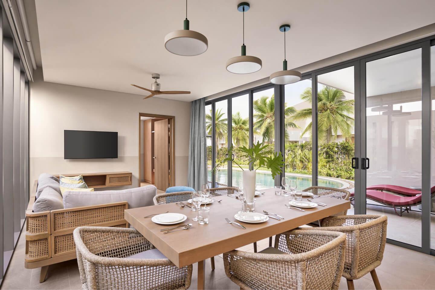A Neoclassical beach villa with premium materials, creating a classy and refined living space