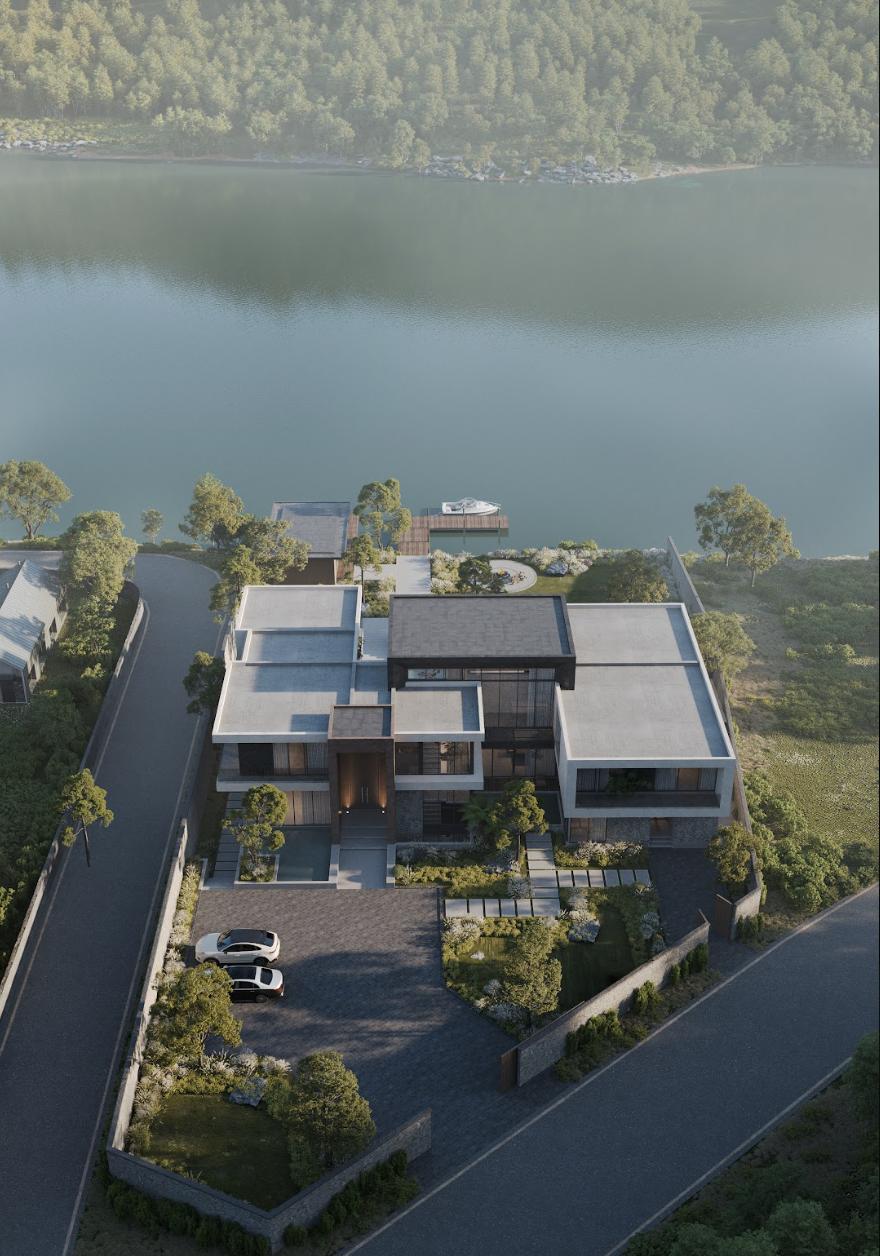 The Lakeside Residence project designed by SENDESIGN with resort villa architecture blending with the natural landscape