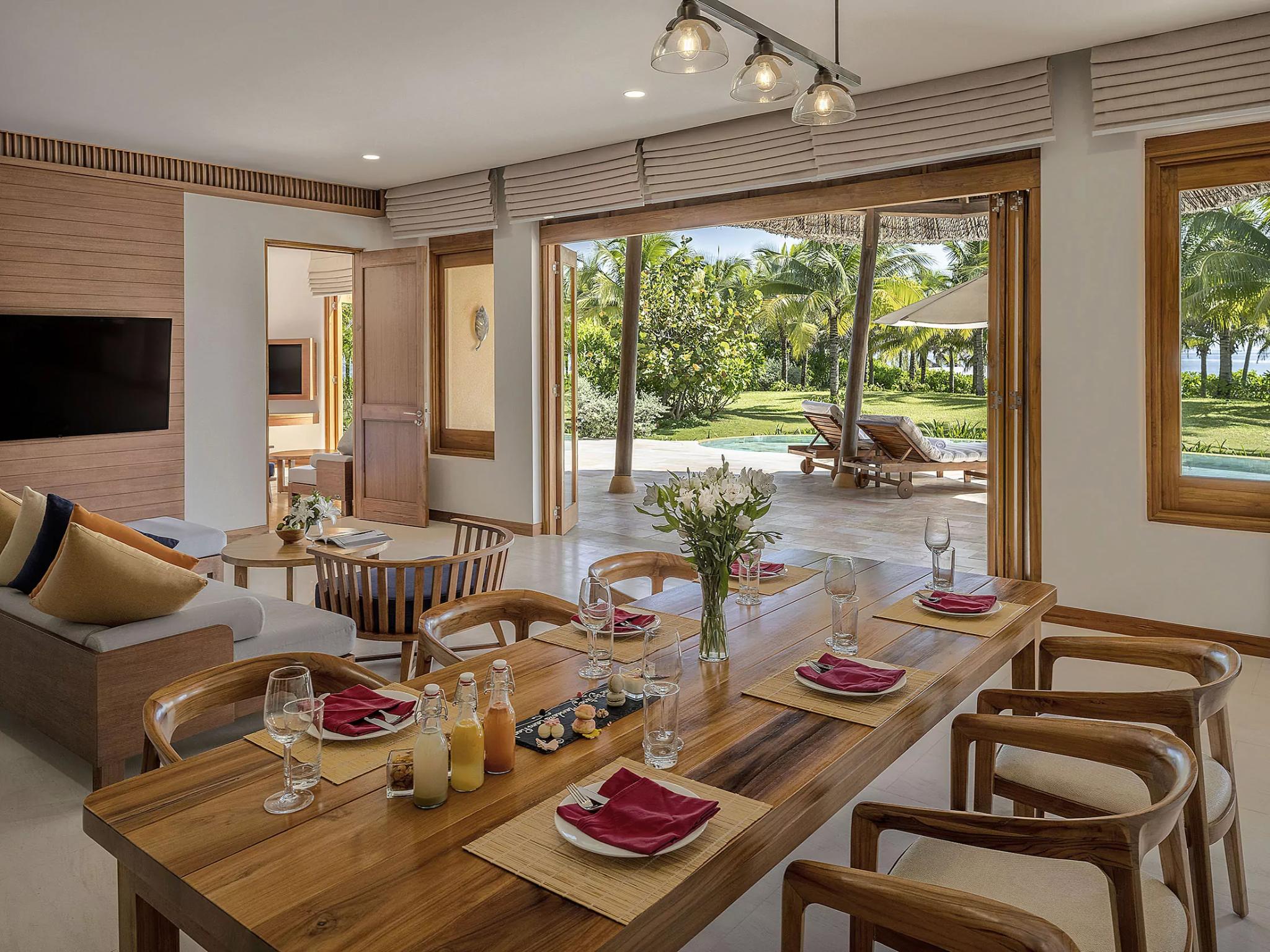 The resort villa interior in the Minimalism style expresses a refined, modern beauty