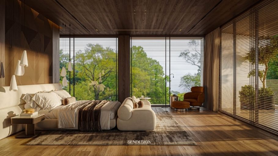 A villa needs to optimize natural light and ventilation through door design, house direction, and reasonable space layout.