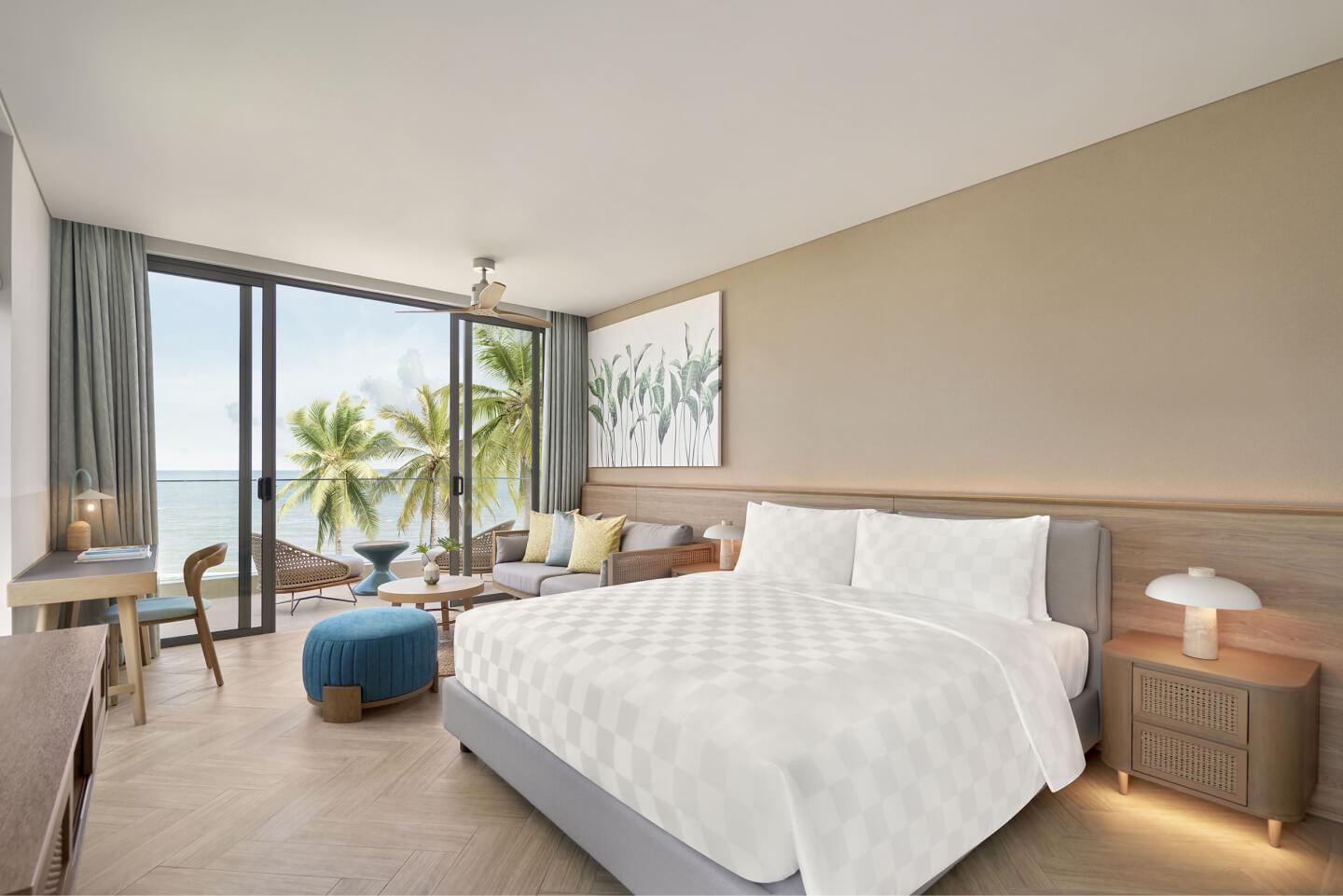 A Neoclassical beachfront villa design combining luxurious European beauty with a modern resort space