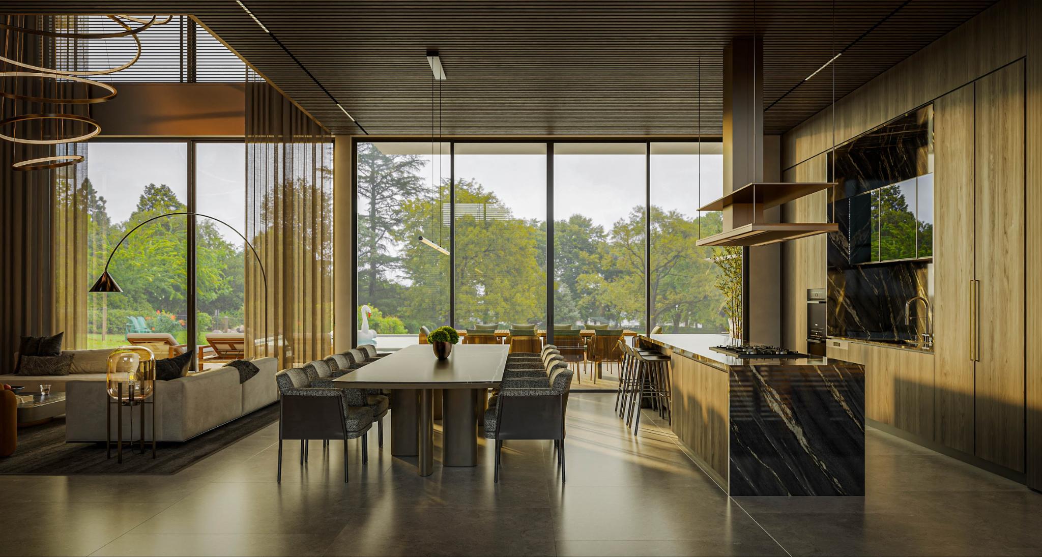 The Lakeside Residence interior expresses refinement, luxury, and an emphasis on a private living experience