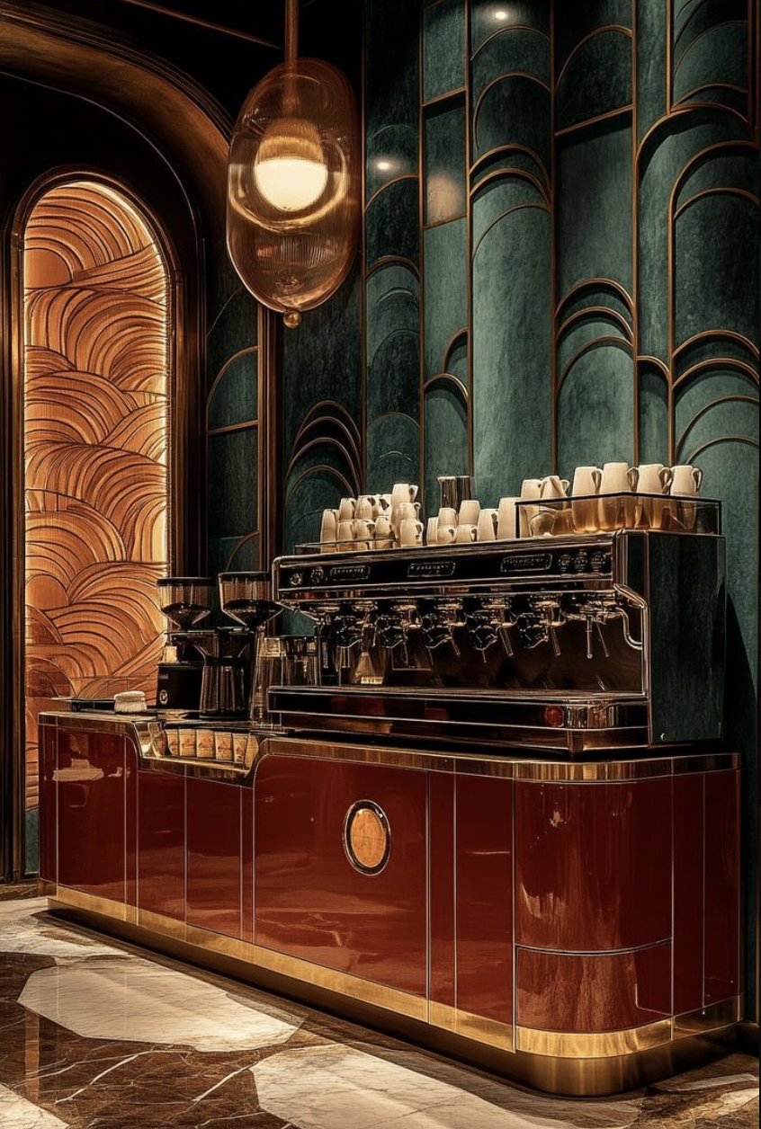 Thiết kế nội thất Art Deco với gam màu xanh ngọc, vàng kim và đen mang đến vẻ đẹp sang trọng, đầy cuốn hút. (Nguồn hình: Internet)