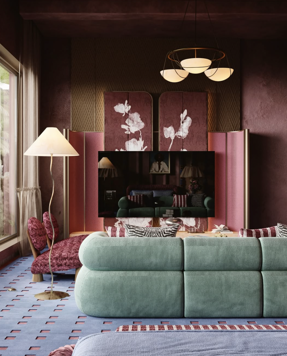 An Eclectic living room uses a neutral palette as a base, combined with striking furniture to create an artistic focal point for the space. (Image source: Internet)