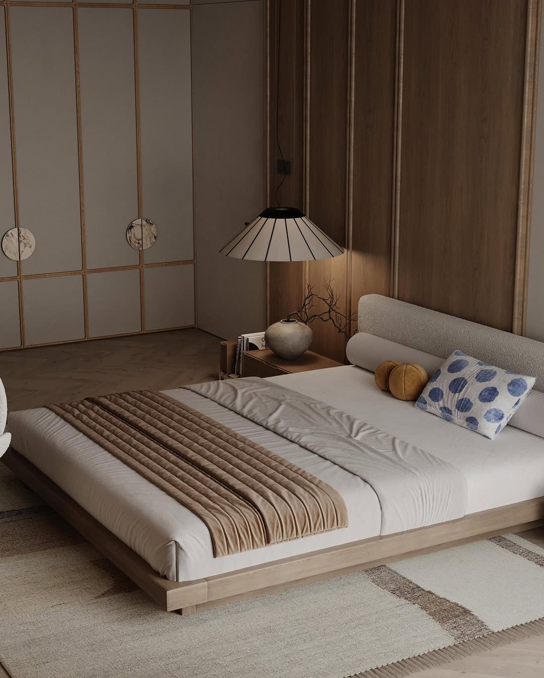 Nội thất Japandi loại bỏ hoàn toàn các chi tiết chạm trổ rườm rà.