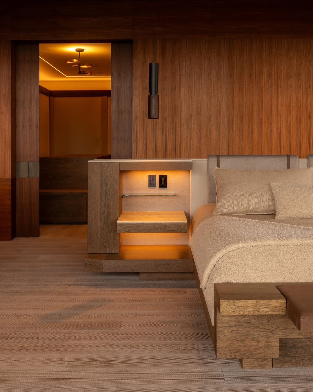 A streamlined Minimalism bedroom, where all clutter makes way for serenity and relaxation.