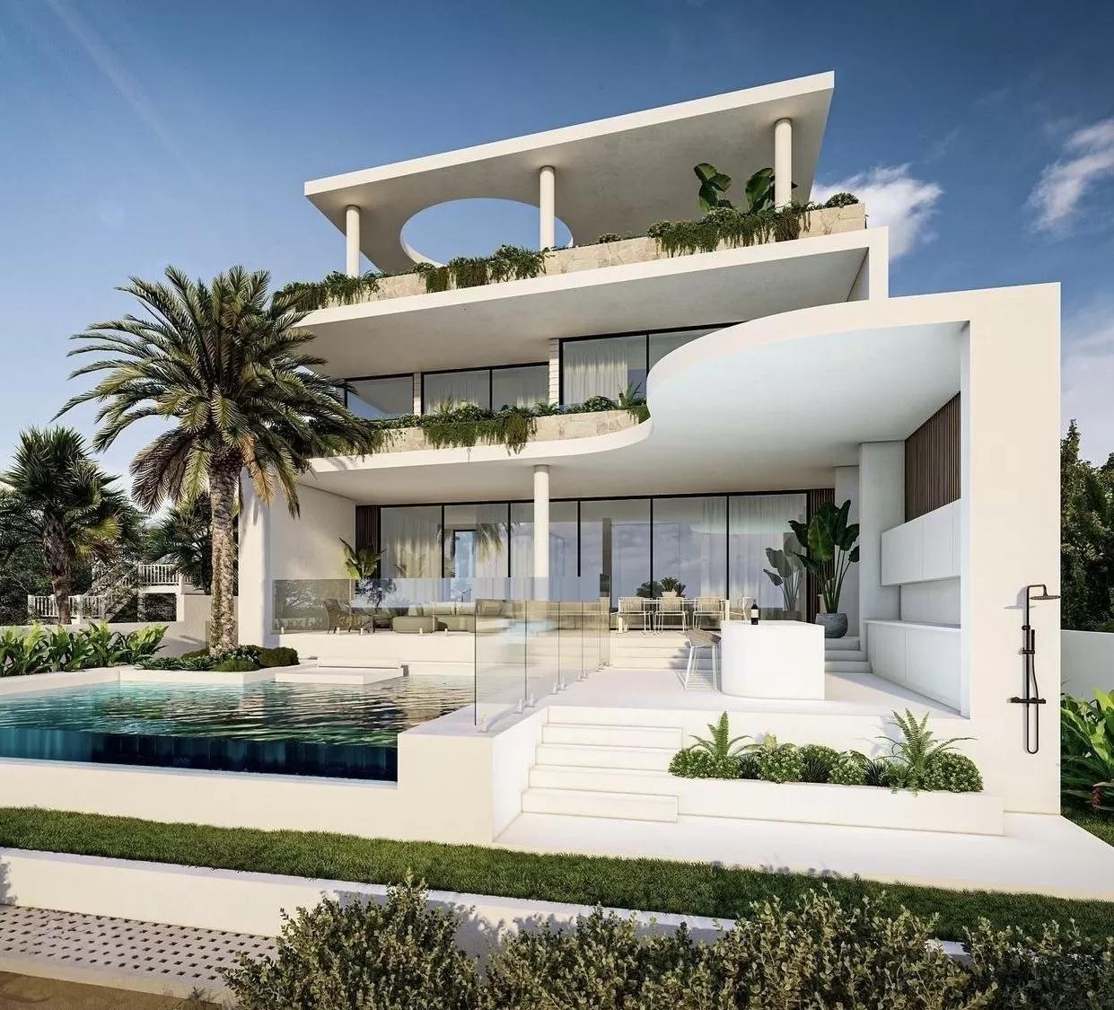 A modern three-story beach villa design, suited to families who love a comfortable living space