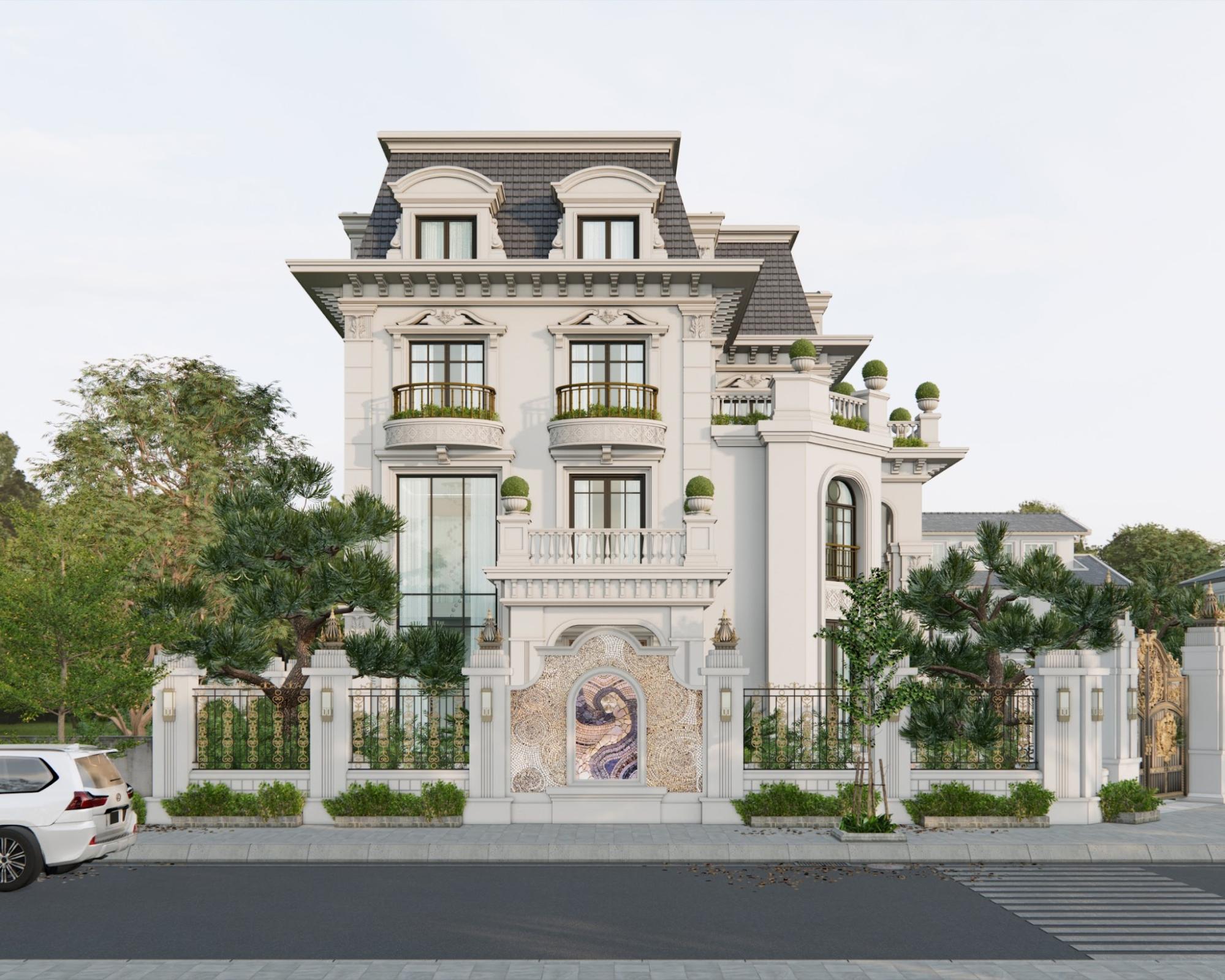 The luxurious, upscale beauty of a Neoclassical townhouse villa design with grand architecture. (Source: Internet)