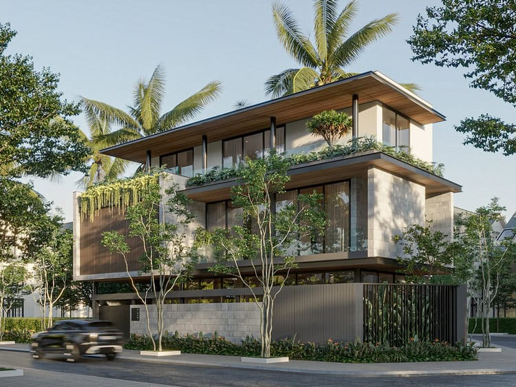 A green, upscale, and comfortable living space in a most luxurious 3-story townhouse villa design. (Source: Internet)