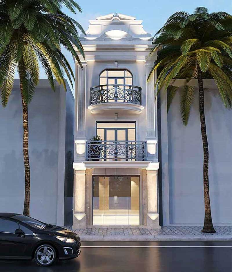 A refined, regal living space in a luxurious Neoclassical townhouse villa design. (Source: Internet)