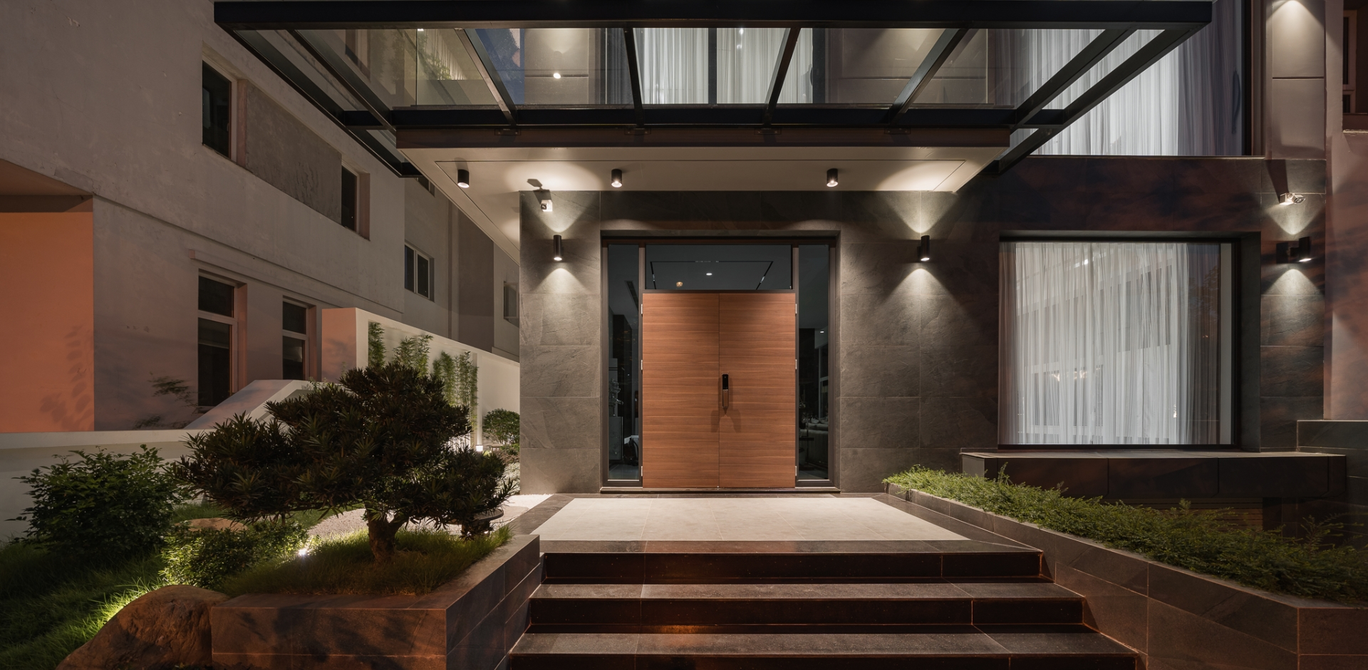 Refined, grand, and captivating beauty from an upscale Modern Luxury townhouse villa design.